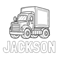 Online Created Coloring Page - JACKSON Coloring Page and Big Truck Coloring Page