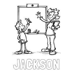 Online Created Coloring Page - JACKSON Coloring Page and School Coloring Page of a Teacher and a Student