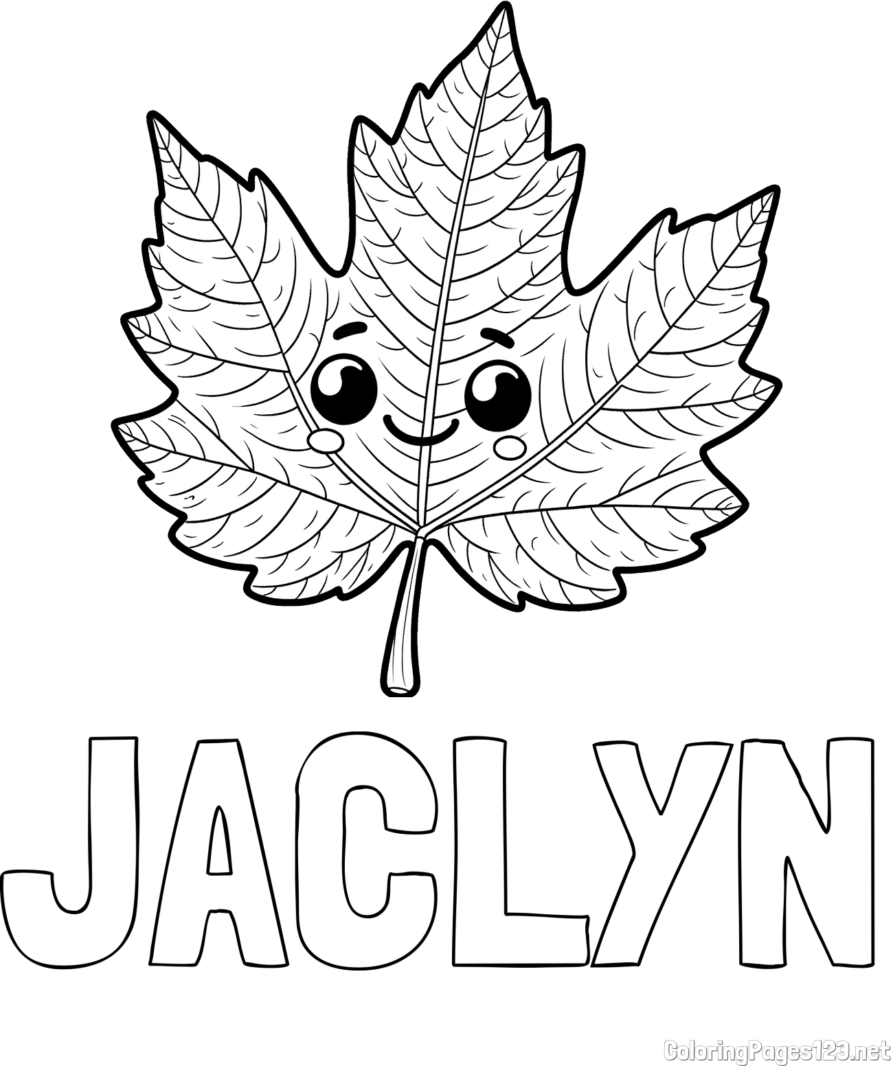 JACLYN Coloring Page and Smiling Leaf Coloring Page for Kids