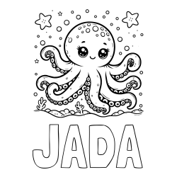 Online Created Coloring Page - JADA Coloring Page and Coloring Page of an Octopus in the Sea