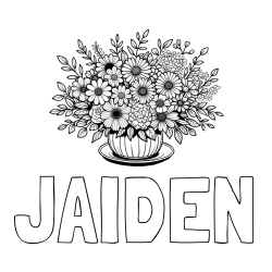 Online Created Coloring Page - JAIDEN Coloring Page and Beautiful Bouquet of Flowers Coloring Page
