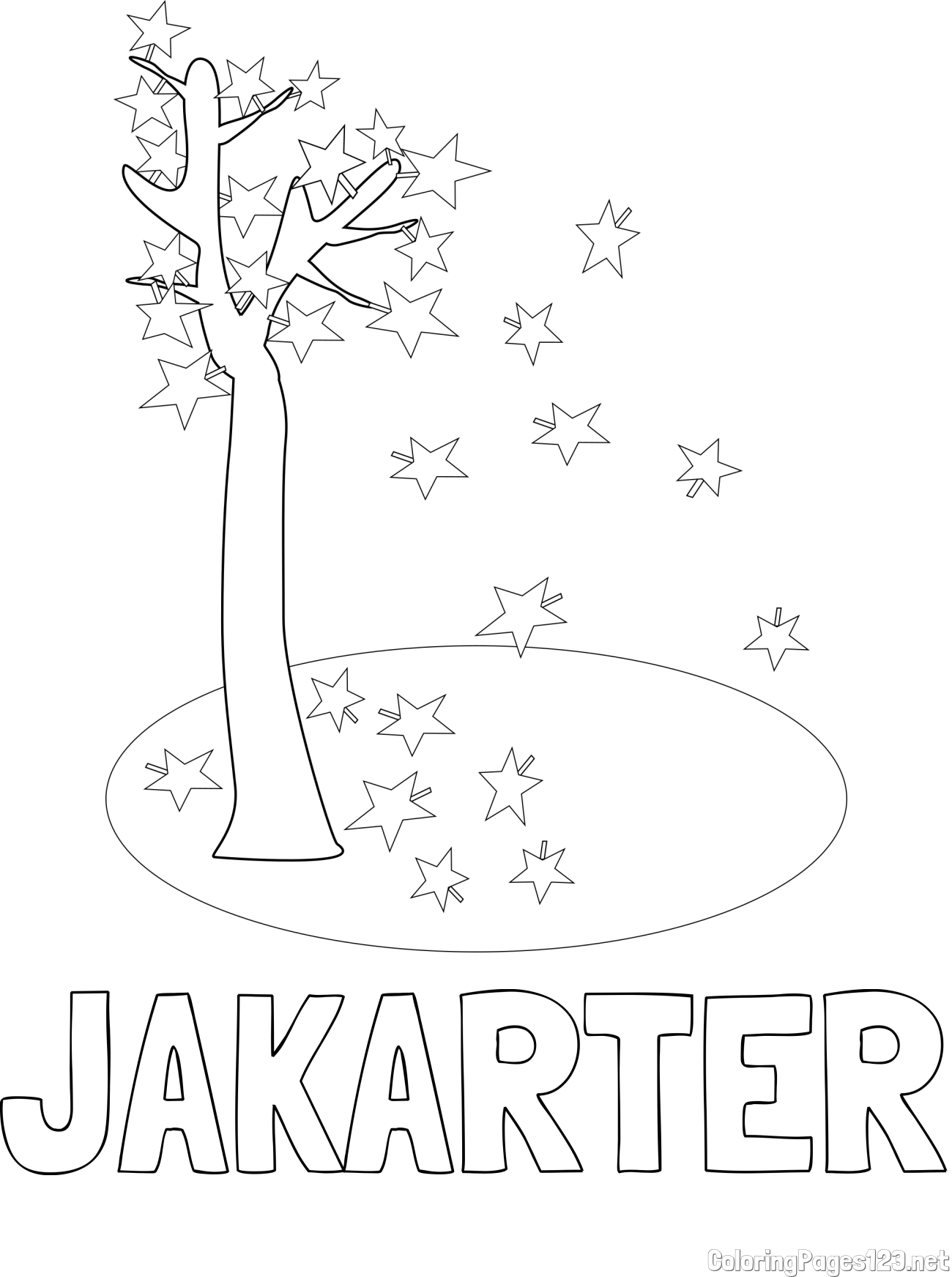 JAKARTER Coloring Page and Autumn Tree Coloring Page for Kids