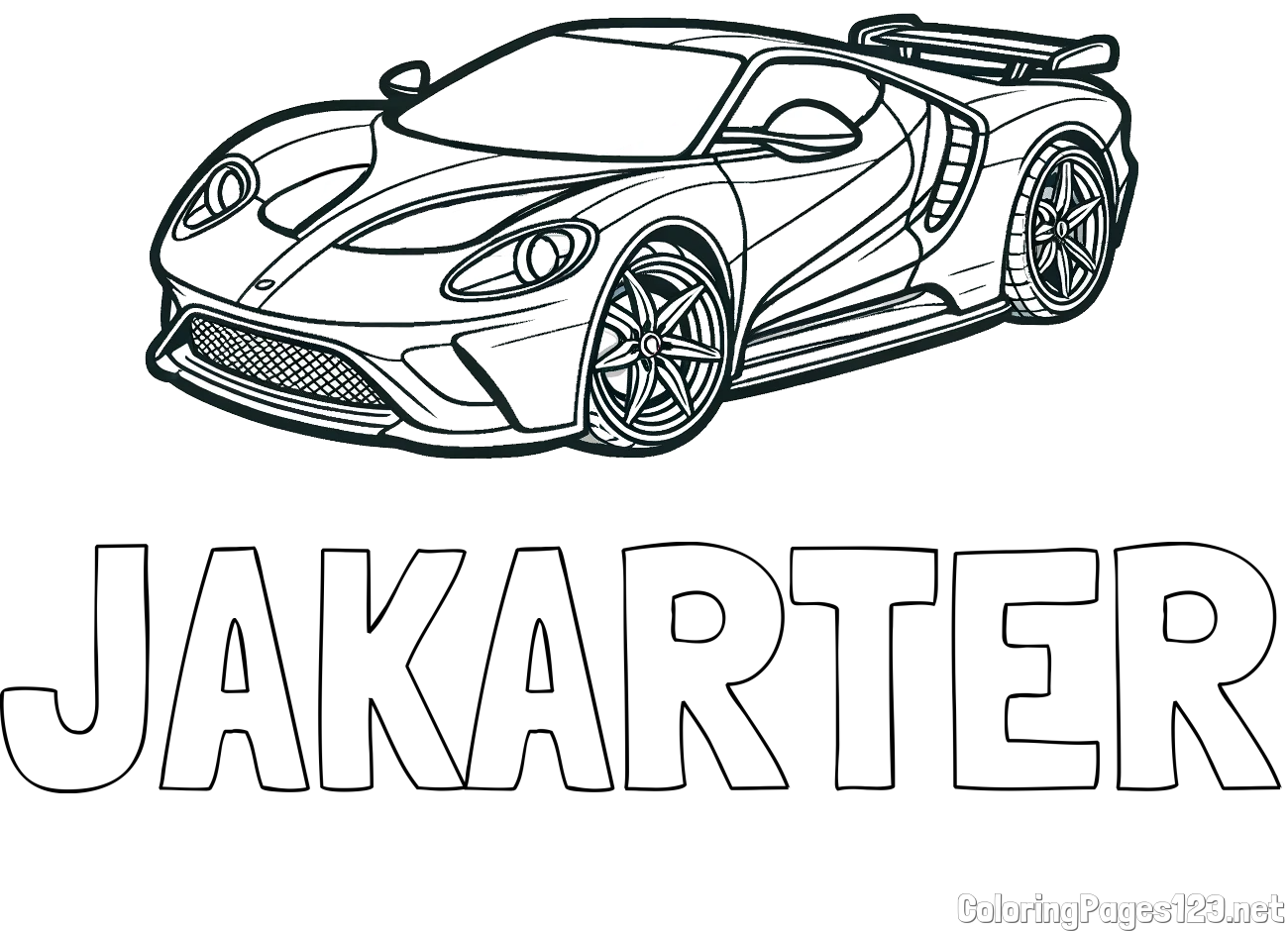 JAKARTER Coloring Page and Coloring Page of a Fast Sport's Car