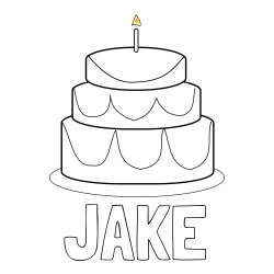 Online Created Coloring Page - JAKE Coloring Page and Big Birthday Cake Coloring Page