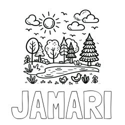 Online Created Coloring Page - JAMARI Coloring Page and Summer Coloring Page - Pond, Ducks and Forest
