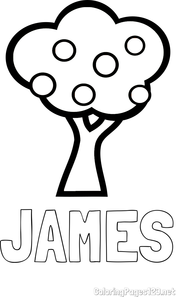 JAMES Coloring Page and Apple Tree Coloring Page