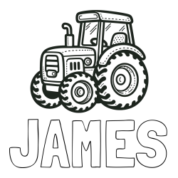 Online Created Coloring Page - JAMES Coloring Page and Beautiful Tractor Coloring Page