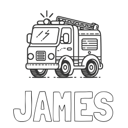 Online Created Coloring Page - JAMES Coloring Page and Easy Coloring Page of a Fire Truck