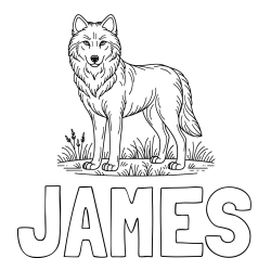Online Created Coloring Page - JAMES Coloring Page and Wolf Coloring Page