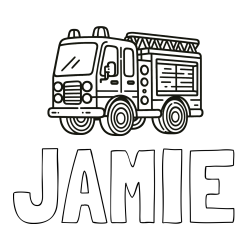 Online Created Coloring Page - JAMIE Coloring Page and Coloring page of a fire truck