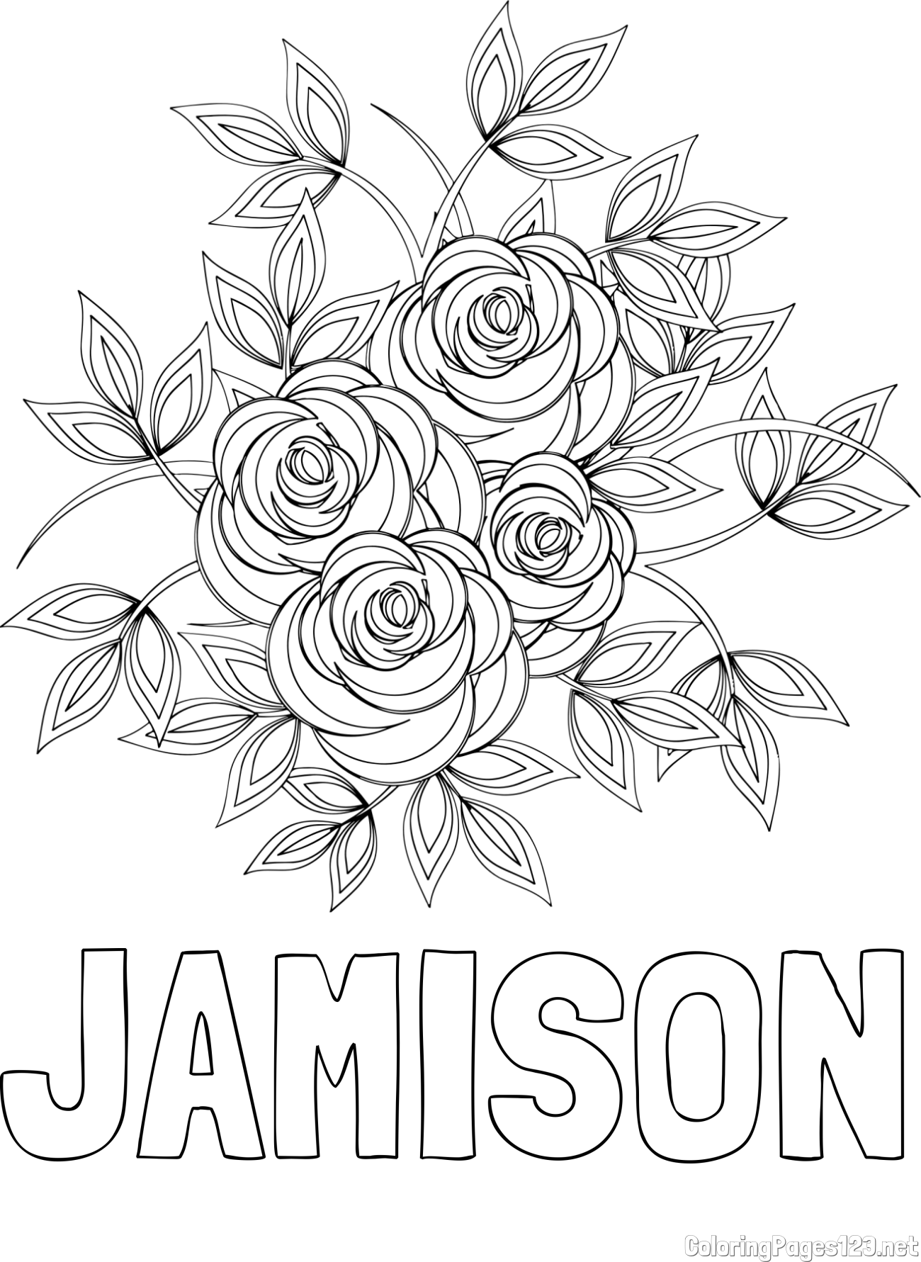JAMISON Coloring Page and Rose Mandala Coloring Page