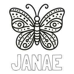 Online Created Coloring Page - JANAE Coloring Page and Butterfly Coloring Page (Simple)