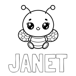 Online Created Coloring Page - JANET Coloring Page and Children's Coloring Page of a Cute Bee
