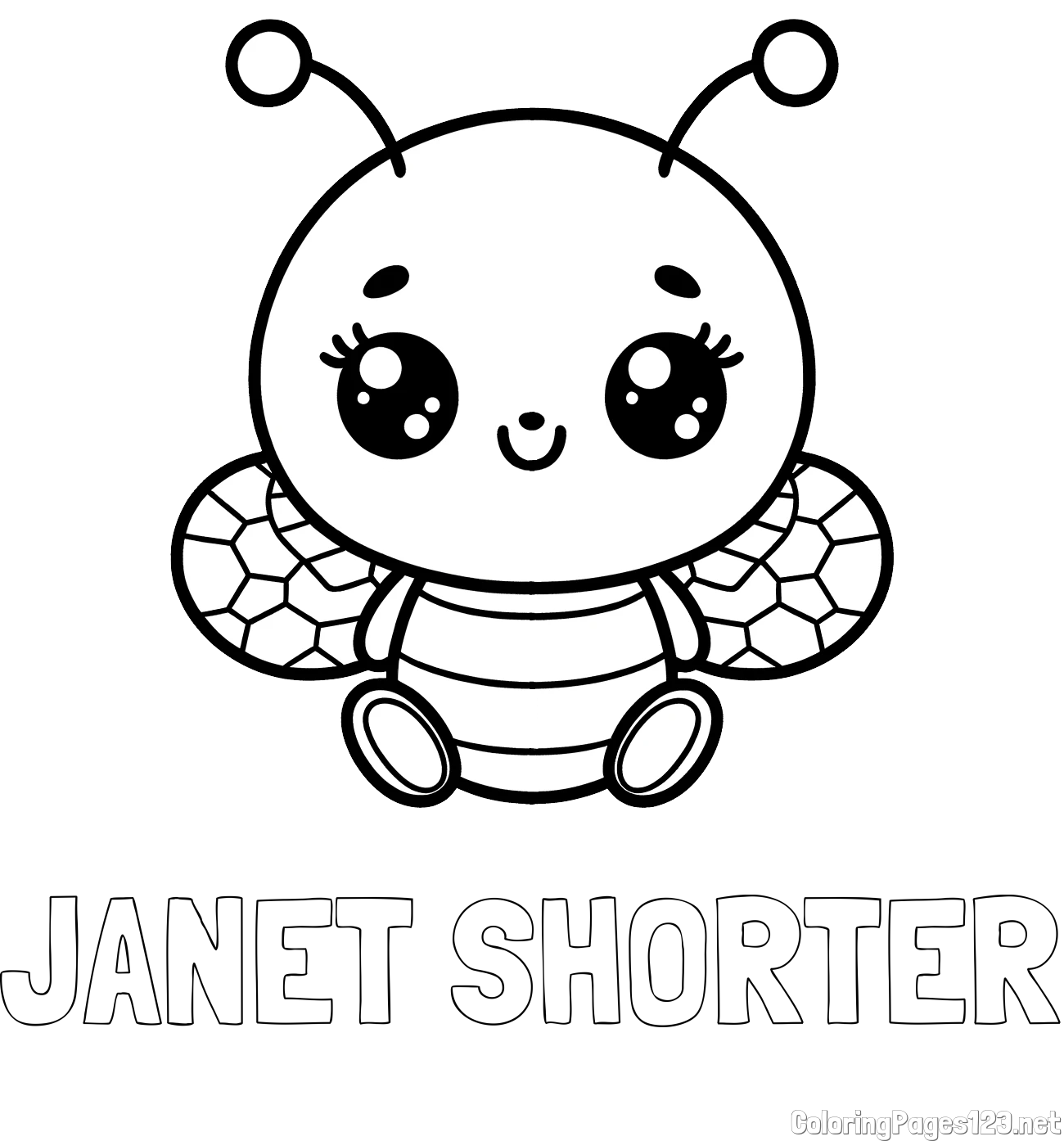 JANET SHORTER Coloring Page and Children's Coloring Page of a Cute Bee