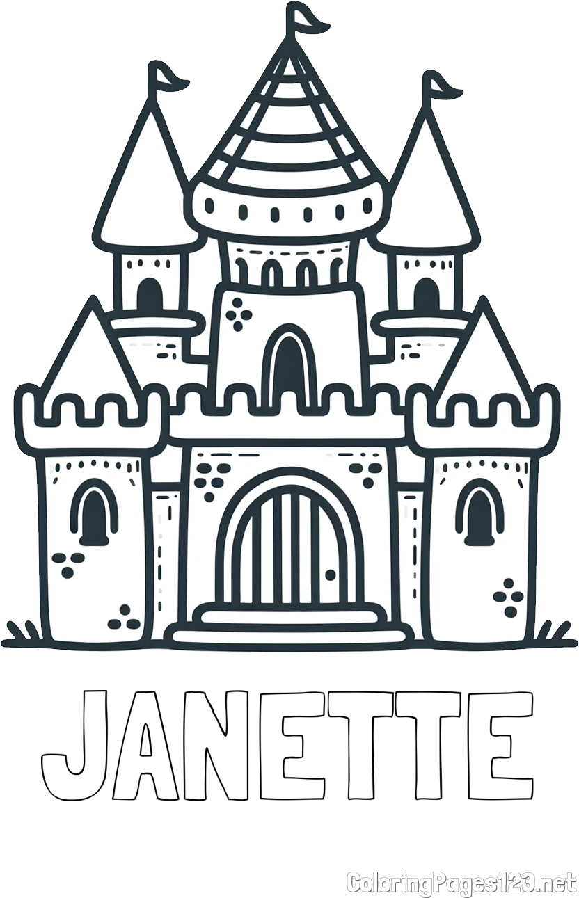 JANETTE Coloring Page and Beautiful Castle Coloring Page for Kids