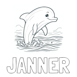 Online Created Coloring Page - JANNER Coloring Page and Coloring Page of a Smiling Dolphin Jumping