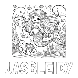 Online Created Coloring Page - JASBLEIDY Coloring Page and Coloring Page of a Cute Mermaid with Friends