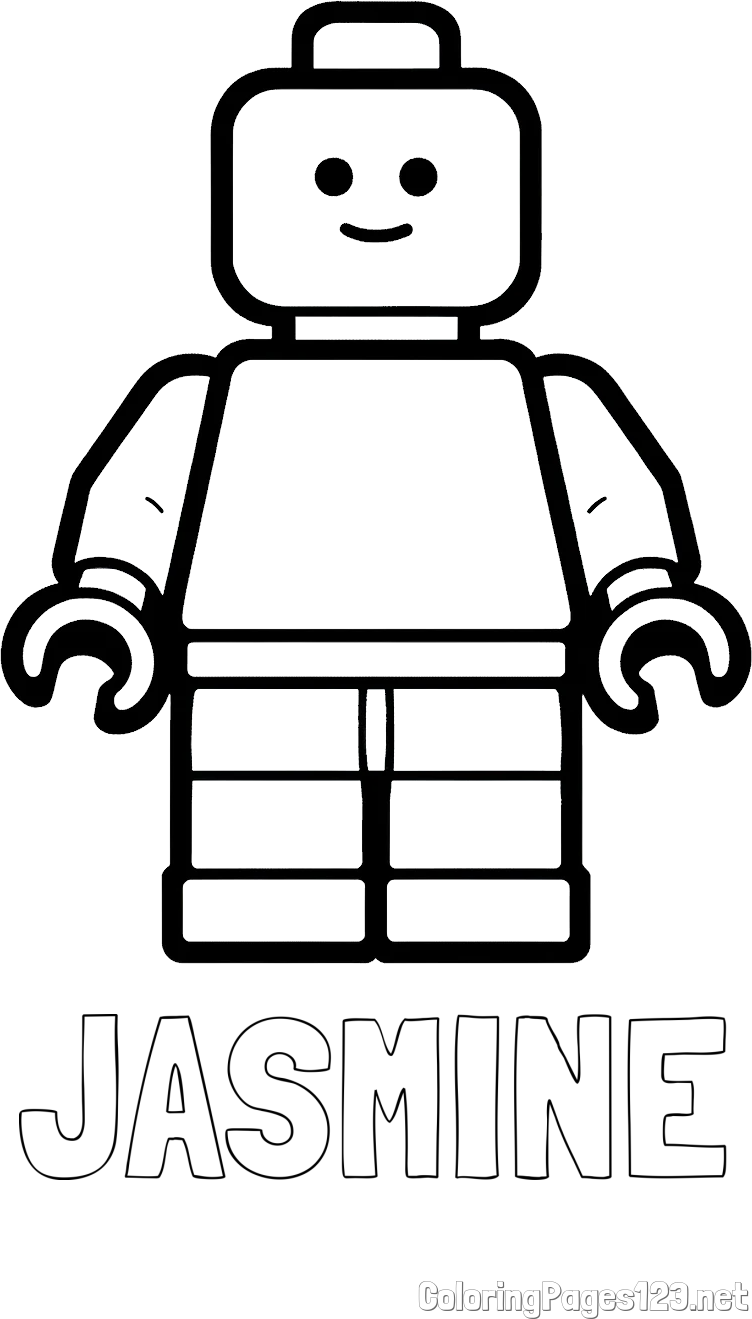 JASMINE Coloring Page and Easy LEGO Character Coloring Page