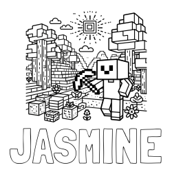 Online Created Coloring Page - JASMINE Coloring Page and Minecraft World Coloring Page