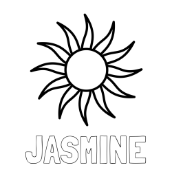 JASMINE Coloring Page and Simple Sun Coloring Page for Kids