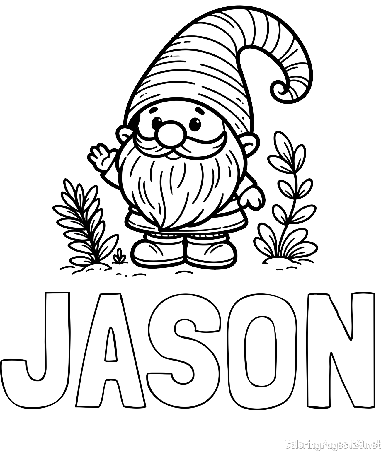 JASON Coloring Page alongside Cute Gnome Coloring Page