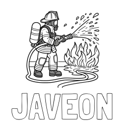 Online Created Coloring Page - JAVEON Coloring Page and A coloring page of a firefighter and a big fire