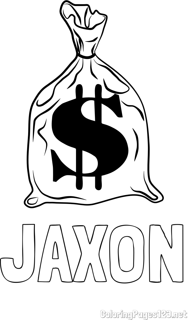 JAXON Coloring Page and Coloring Page of a Sack Filled with Money