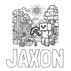 JAXON Coloring Page and Minecraft World Coloring Page