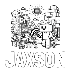 JAXSON Coloring Page alongside Minecraft World Coloring Page