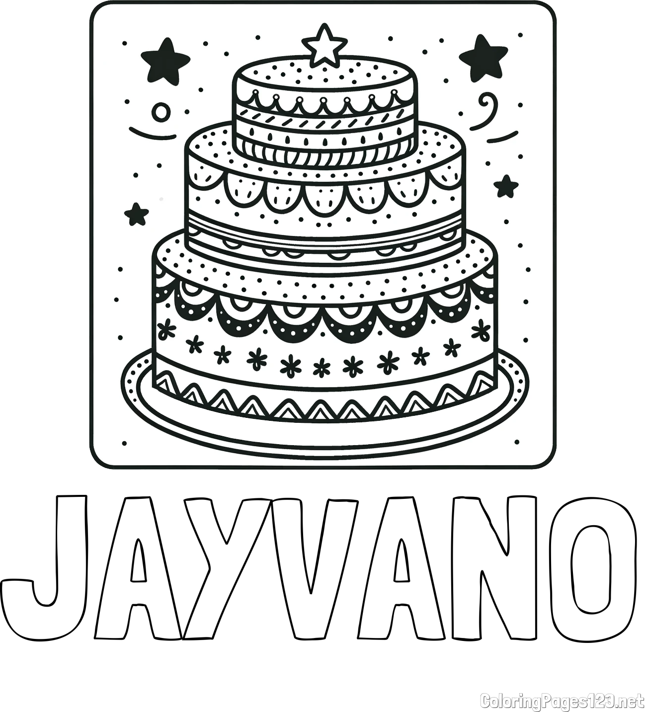 JAYVANO Coloring Page and Big Cake Coloring Page