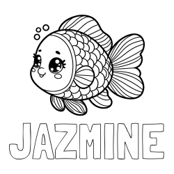 JAZMINE Coloring Page and Coloring Page of a Cute Fish