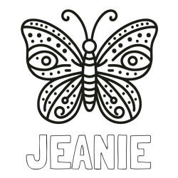 JEANIE Coloring Page and Butterfly Coloring Page (Simple)