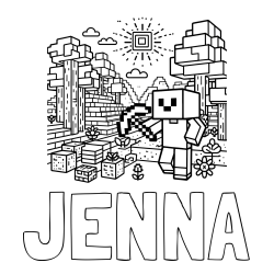 JENNA Coloring Page alongside Minecraft World Coloring Page