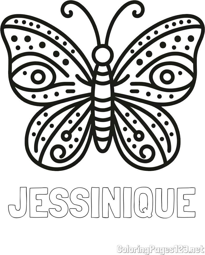 JESSINIQUE Coloring Page and Butterfly Coloring Page (Simple)