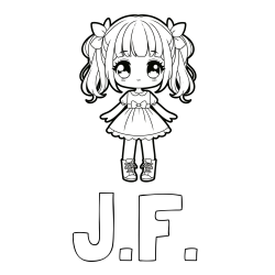 Online Created Coloring Page - J.F. Coloring Page and Coloring Page of a Cute Anime Girl