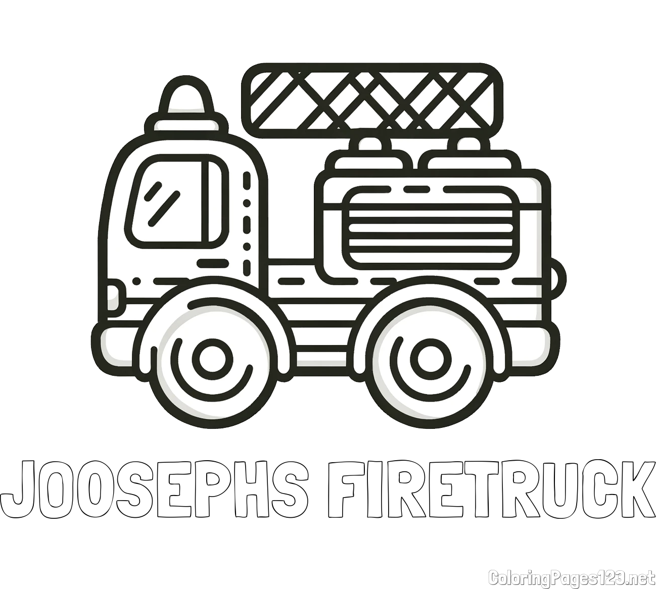 JO0SEPHS FIRETRUCK Coloring Page and Easy Childrens's Coloring Page of a Fire Truck