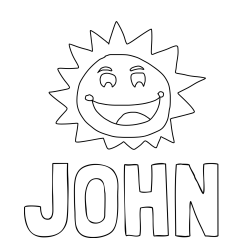 JOHN Coloring Page alongside Coloring Page of a Cute Smiling Sun
