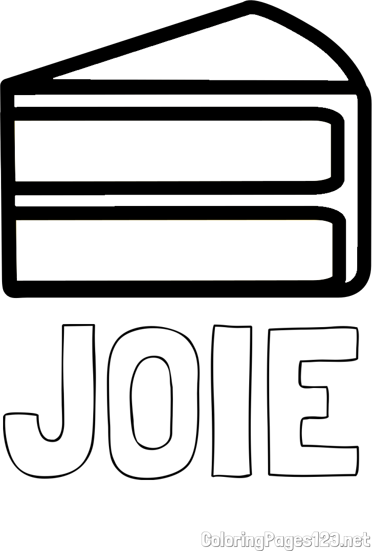 JOIE Coloring Page and Simple Slice of Cake Coloring Page