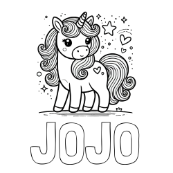 JOJO Coloring Page and Cute Unicorn Coloring Page