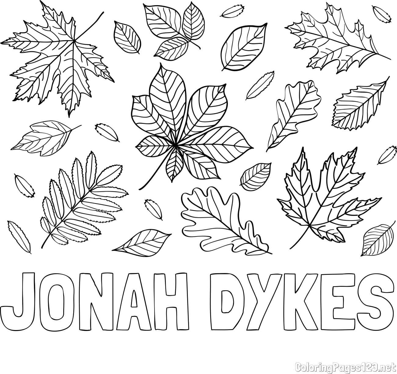 JONAH DYKES Coloring Page and Autumn Leaves Coloring Page