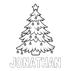 Online Created Coloring Page - JONATHAN Coloring Page and Christmas Tree with Star and Ornaments Coloring Page