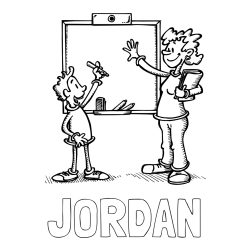 Online Created Coloring Page - JORDAN Coloring Page and School Coloring Page of a Teacher and a Student