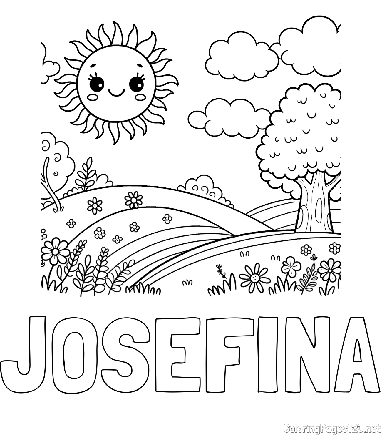 JOSEFINA Coloring Page and Sunny Nature Coloring Page