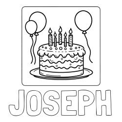 Online Created Coloring Page - JOSEPH Coloring Page and 5th Birthday Cake Coloring Page