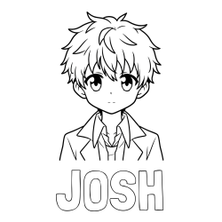 Online Created Coloring Page - JOSH Coloring Page and Coloring Page of a Cute Anime Boy