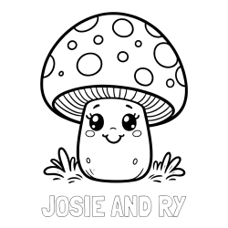 Online Created Coloring Page - JOSIE AND RY Coloring Page and Coloring Page of a Smiling Mushroom