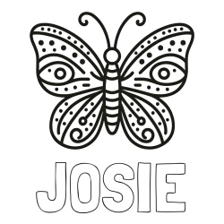 Online Created Coloring Page - JOSIE Coloring Page and Butterfly Coloring Page (Simple)