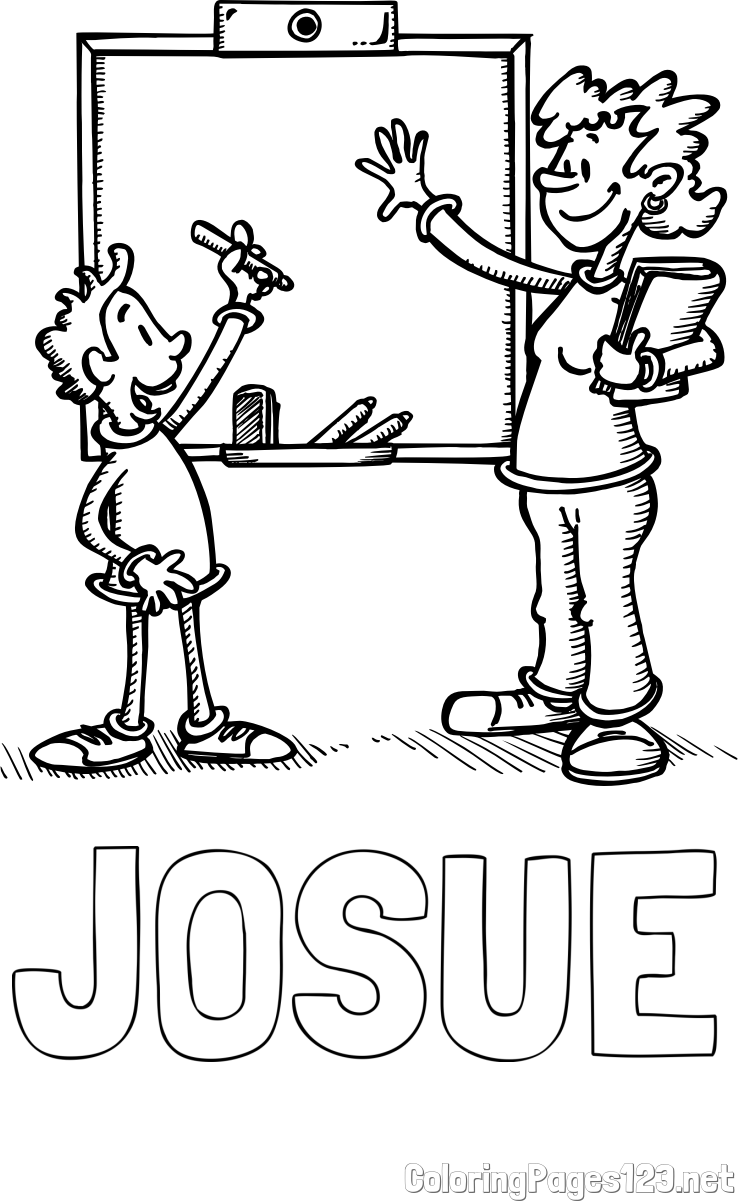 JOSUE Coloring Page and School Coloring Page of a Teacher and a Student