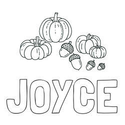 Online Created Coloring Page - JOYCE Coloring Page and Autumn Harvest Coloring Page - Acorns and Pumpkins