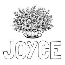 Online Created Coloring Page - JOYCE Coloring Page and Beautiful Bouquet of Flowers Coloring Page